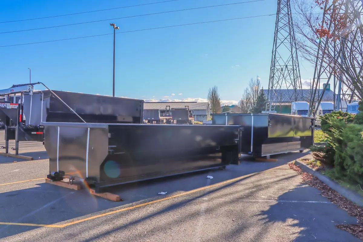 Roll-off dumpster ready for waste disposal at job site for 3 Yard Dumpster Rental in Clarksville
